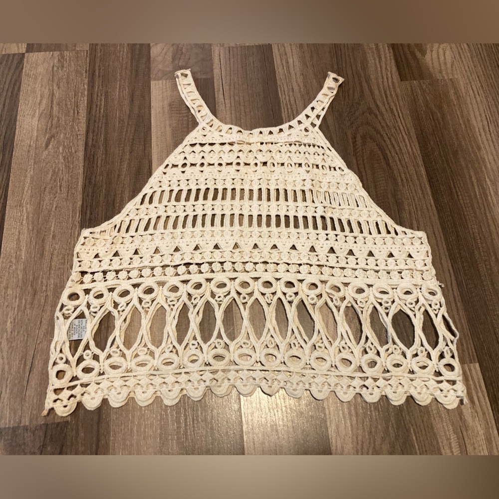 Rebellion Again BOHO Crochet Crop Top Sz